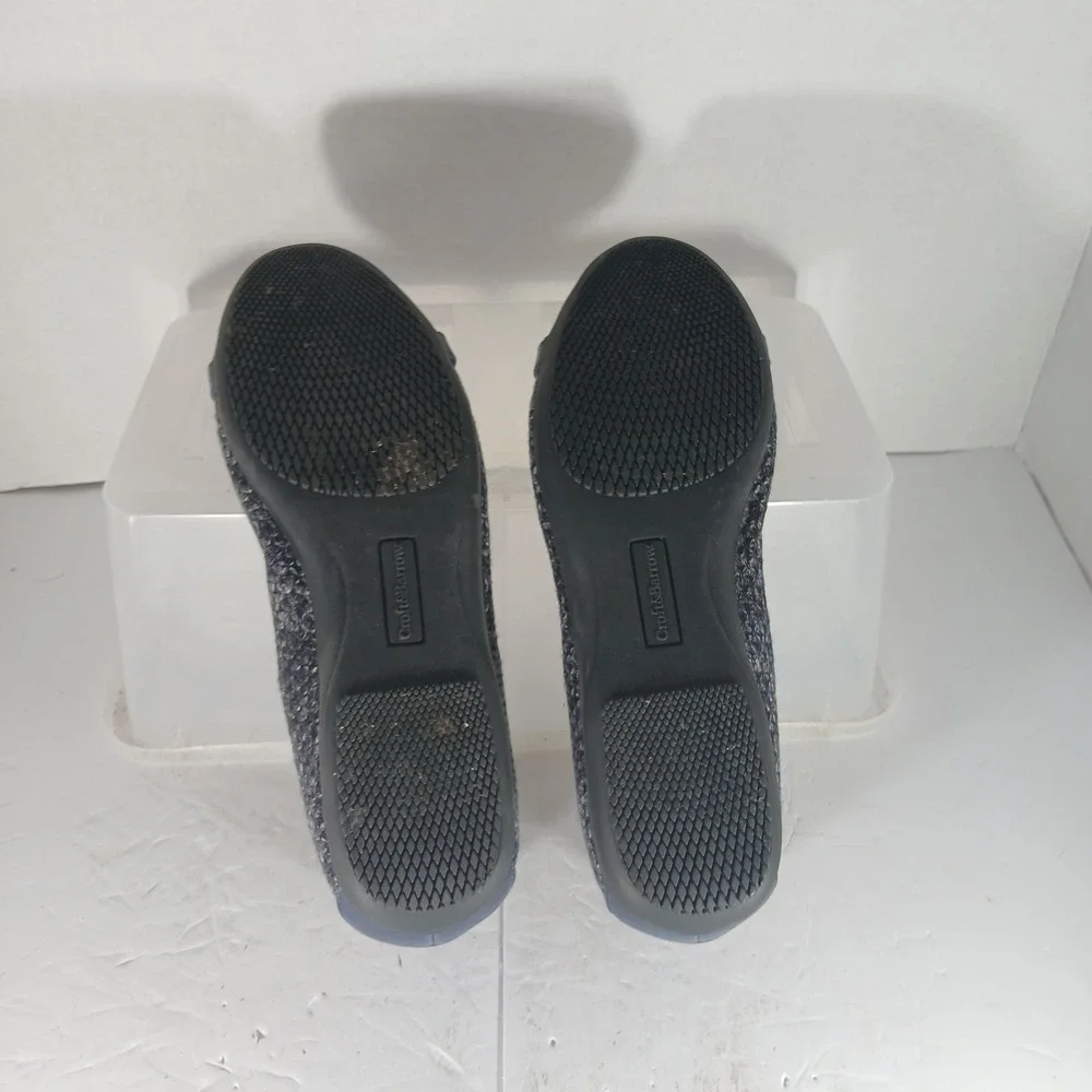 Croft‎ Barrow Ortholite Ballet Flats 7 Navy Blue Boucle Buckle Officecore Preppy
